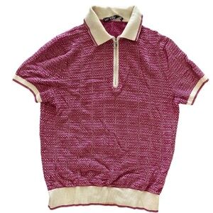Mr Turk Polo knit 2 tone colors of burgundy and white Size M